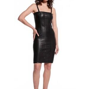 NEW AS BY DF revenge stretch leather mini dress in black